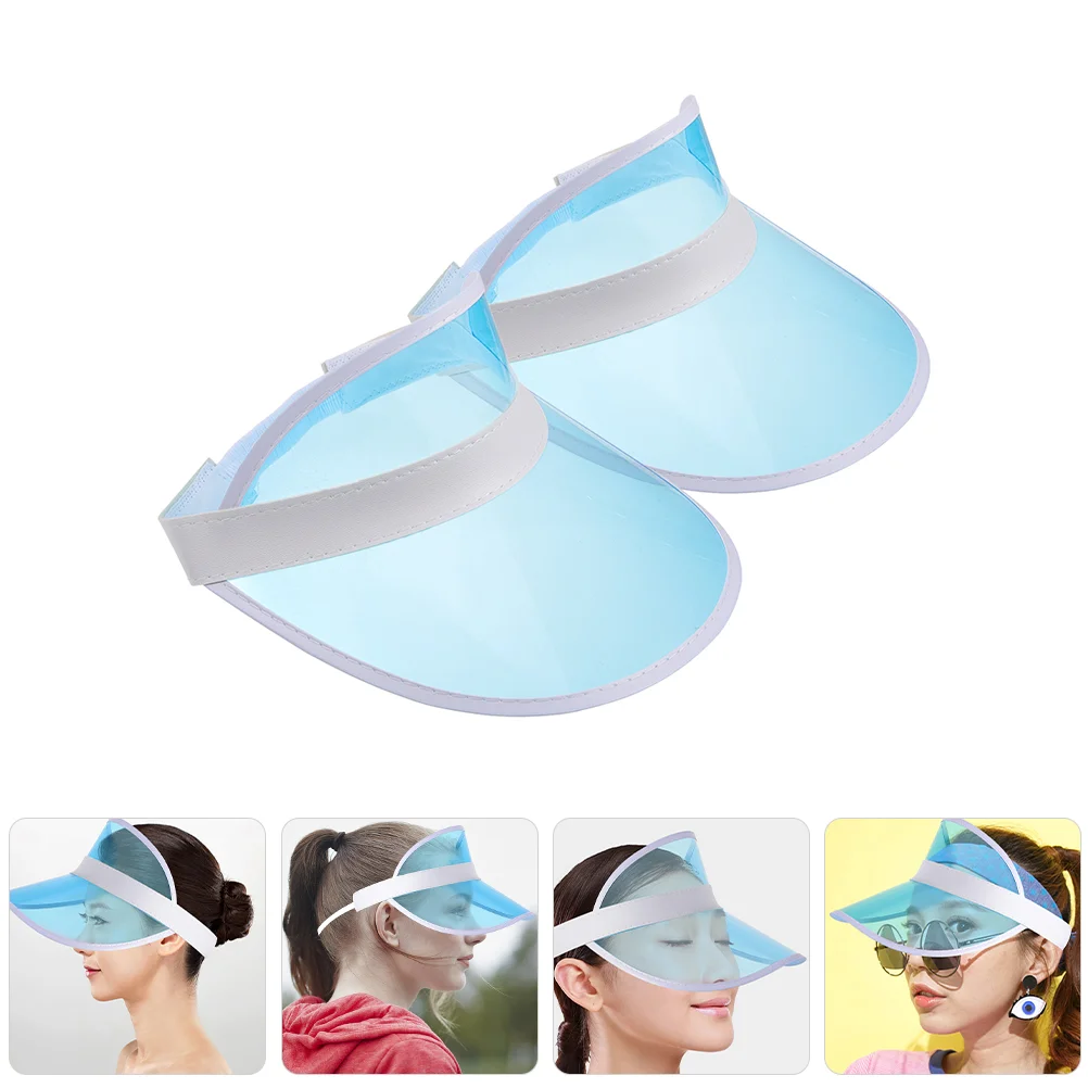 

2 Pcs Outdoor Sun Hat Visor for Women Athletic Aldult Plastic Pp Summer Hollow Top Womens