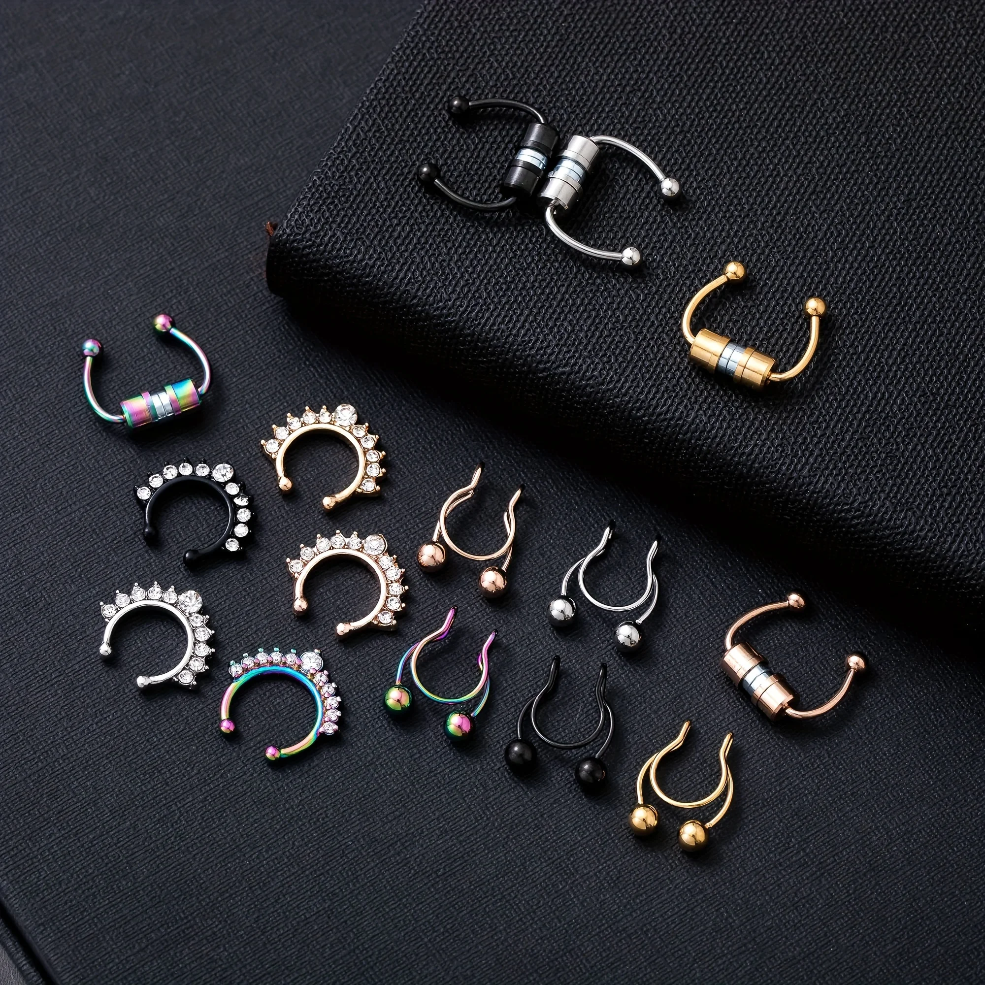 3Pcs Fake Nose Ring Magnetic Septum Ring Fake Nose Hoop Stainless Steel Horseshoe Clip On Nose Septum Ring Non Piercing Clip view 6