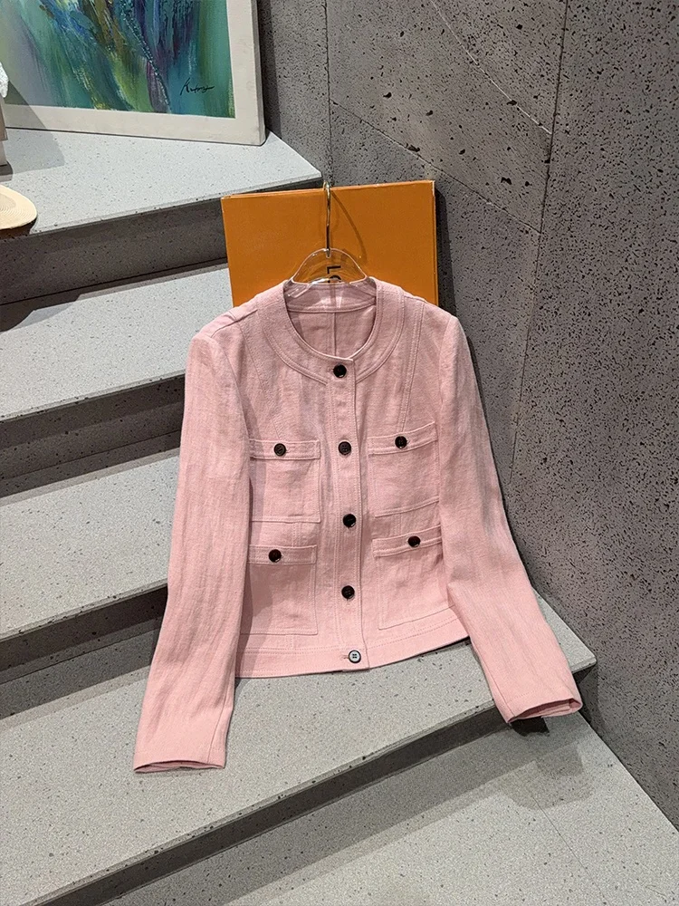 

Ele round Ne ort Linen Jaet Women's Faion oulder Length Appropriate Versatile Casual Chic Top for Ladies