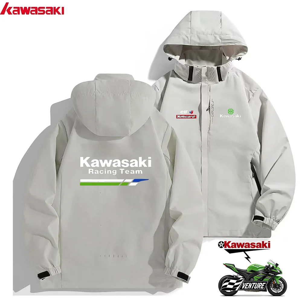 Waterproof Windbreaker Hoodie Kawasaki Racing Team Men Jacket