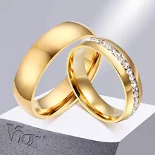 Gold Wedding Bands for Men Women Stainless Steel Engagement Rings #2