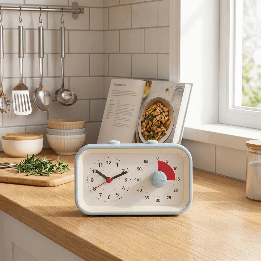 Dual Screen Dual Screen Visual Timer 60 Minute Countdown Self-discipline Time Manager Alarm Clock Battery Operated Silent