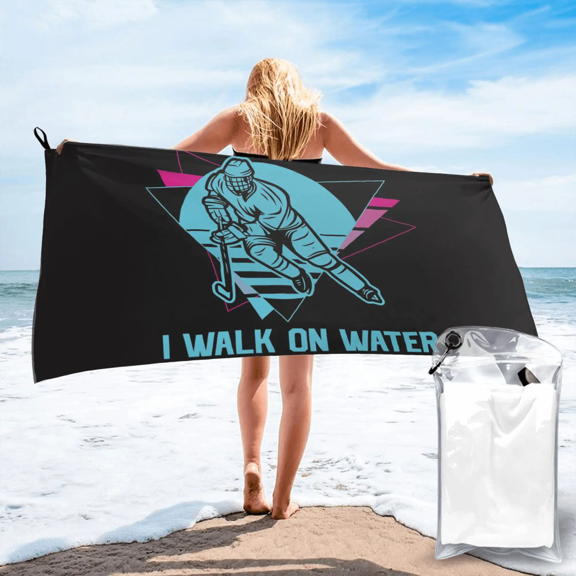 I walk on water Hockey Beach Towel Soft Microfiber Quick Dry Absorbent Quick Towels For Yoga