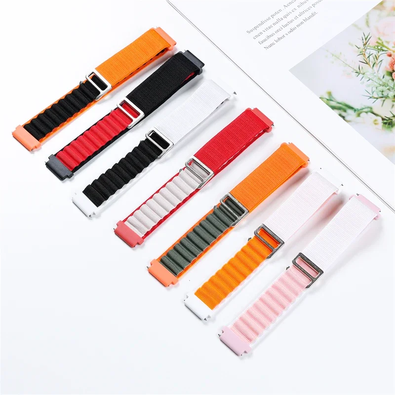 Gelang jam tangan Samsung, 22mm 20mm Alpine Loop untuk jam Samsung Galaxy 7 6 5 4 klasik aktif 2 Gear S3 olahraga tali nilon Huawei GT4 gelang