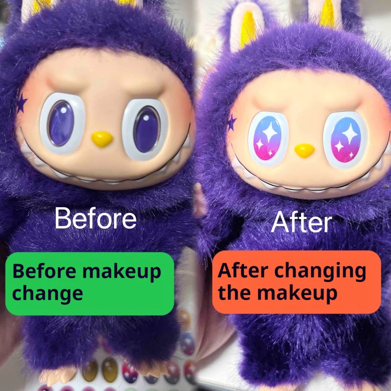 Labubu V1v2v3 konfigurowalne naklejki na oczy 17/38cm winylowe rzęsy Diy akcesoria do makijażu dla lalek wykwintna zabawka prezent dla entuzjastów lalek