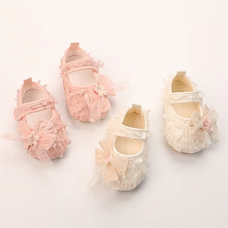 New Baby Girl Bow Flats Shoes Infant Petal Walker Crib Shoes For Party Festival Baby Shower 3-12 Months Hot Sale