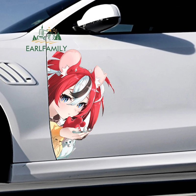 EARLFAMILY 43cm x 24.8cm Big Car Stickers for Hololive Hakos Baelz Motorcycle Car Accessories Decal Campervan Graffiti RV Anime