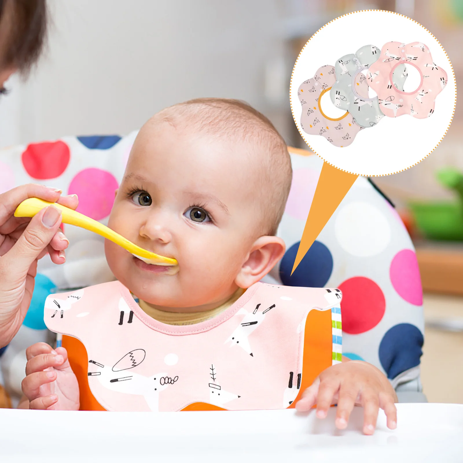 

3pcs Swivel Bib for Cotton Waterproof Lightweight Breathable Drooling Protection Foldable Baby Feeding Bibs Infant