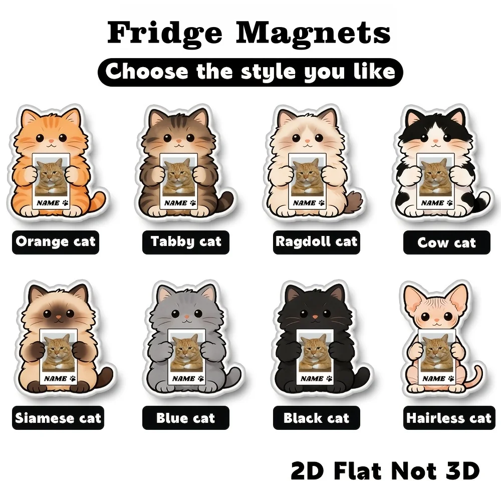 Imán Acrílico 2D para Refrigerador con Fotos y Texto Personalizados, Imán Decorativo para Refrigerador con Imagen de Mascota, para el Hogar y la Cocina