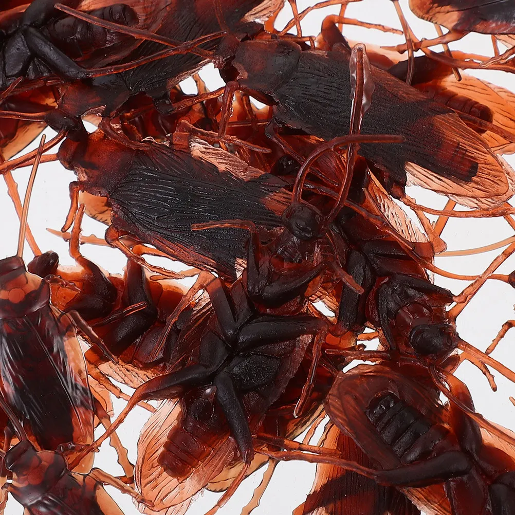 

20 реалистичных пластиковых муляжей тараканов для розыгрышей, страшные насекомые для вечеринки на Хэллоуин, игра-прикол, украшение на День дурака, яркий эффект ужаса