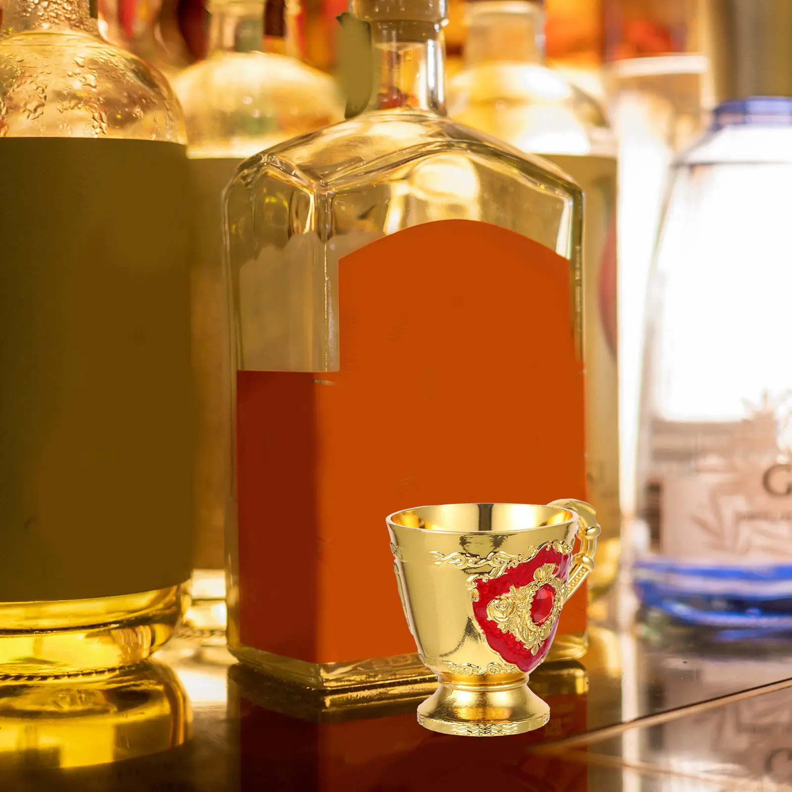 

30Ml Mini Wine Cup Vintage Metal Goblet Retro Style Whisky Holder for Home Bar Decorative Use Liquor Cup Embossed Wine Cups