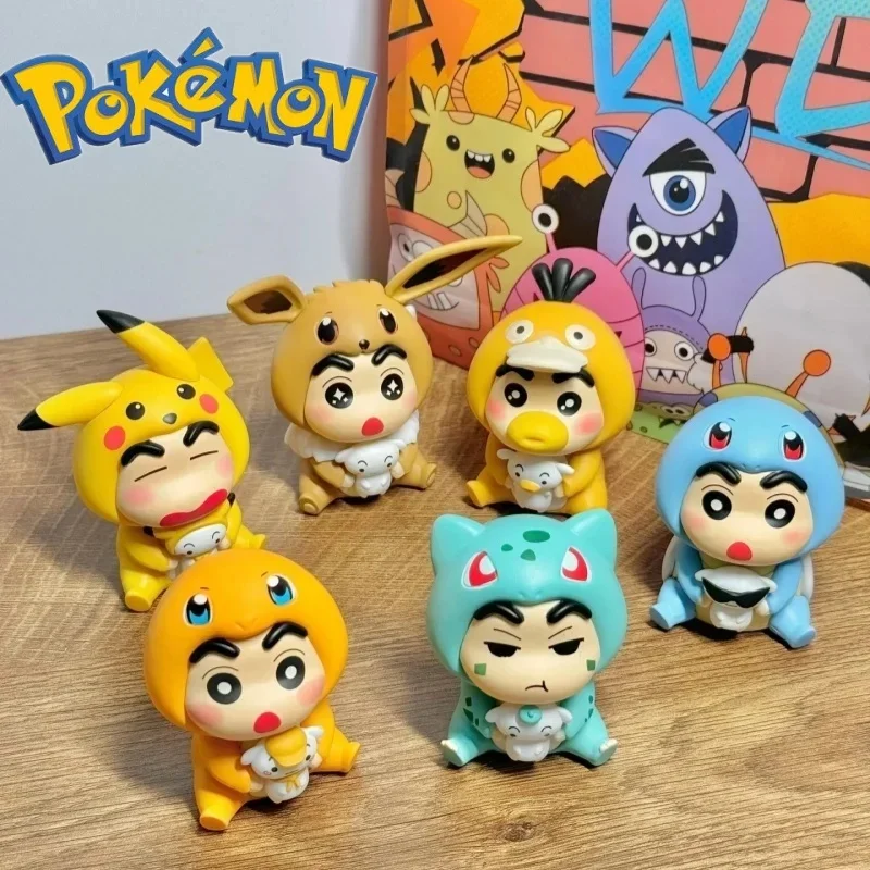 New Arrival Crayon Shin-chan Cos Series Action Figure Model Doll Toy Pokemon Pikachu Anime Figurine Pvc Collection Birthday Gift