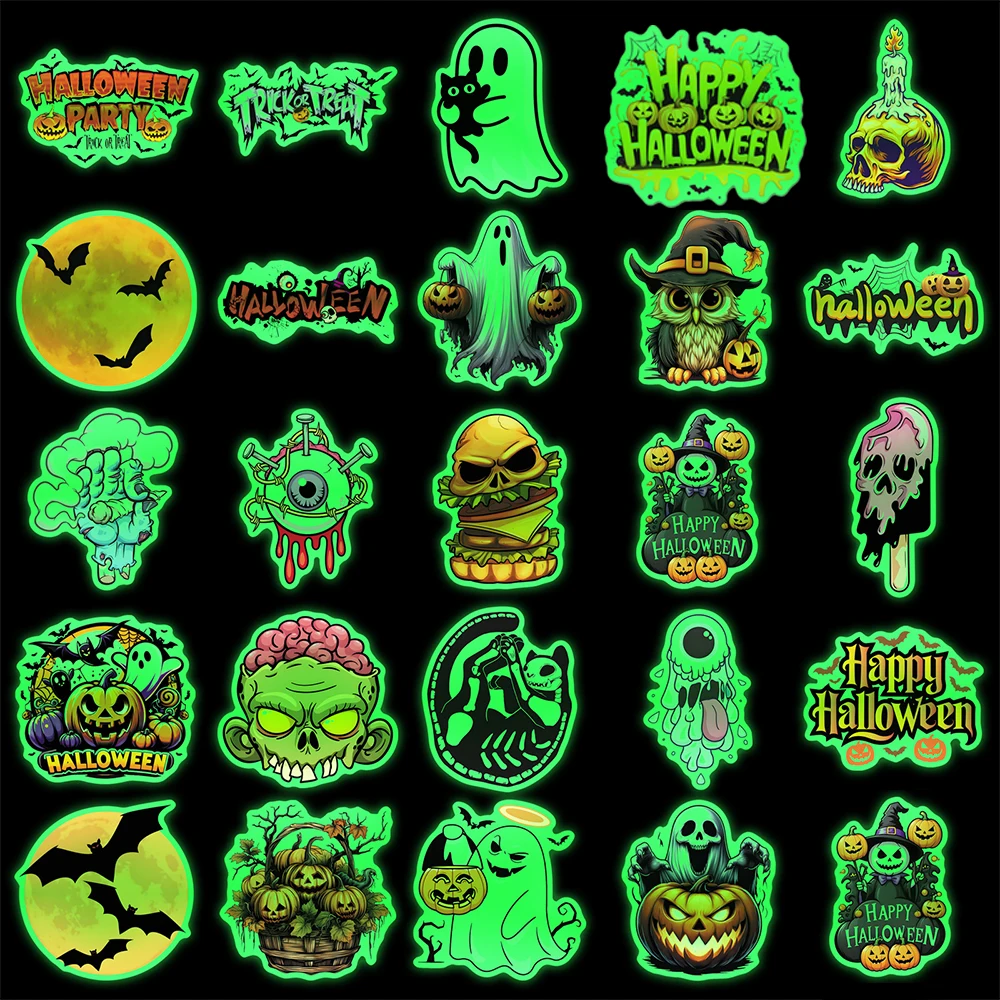10/30/50pcs Luminoso Ognissanti Del Fumetto Adesivi Gotico Fantasma Zucca Decalcomanie per la Cancelleria Valigia Del Telefono FAI DA TE Fresco adesivo Decor