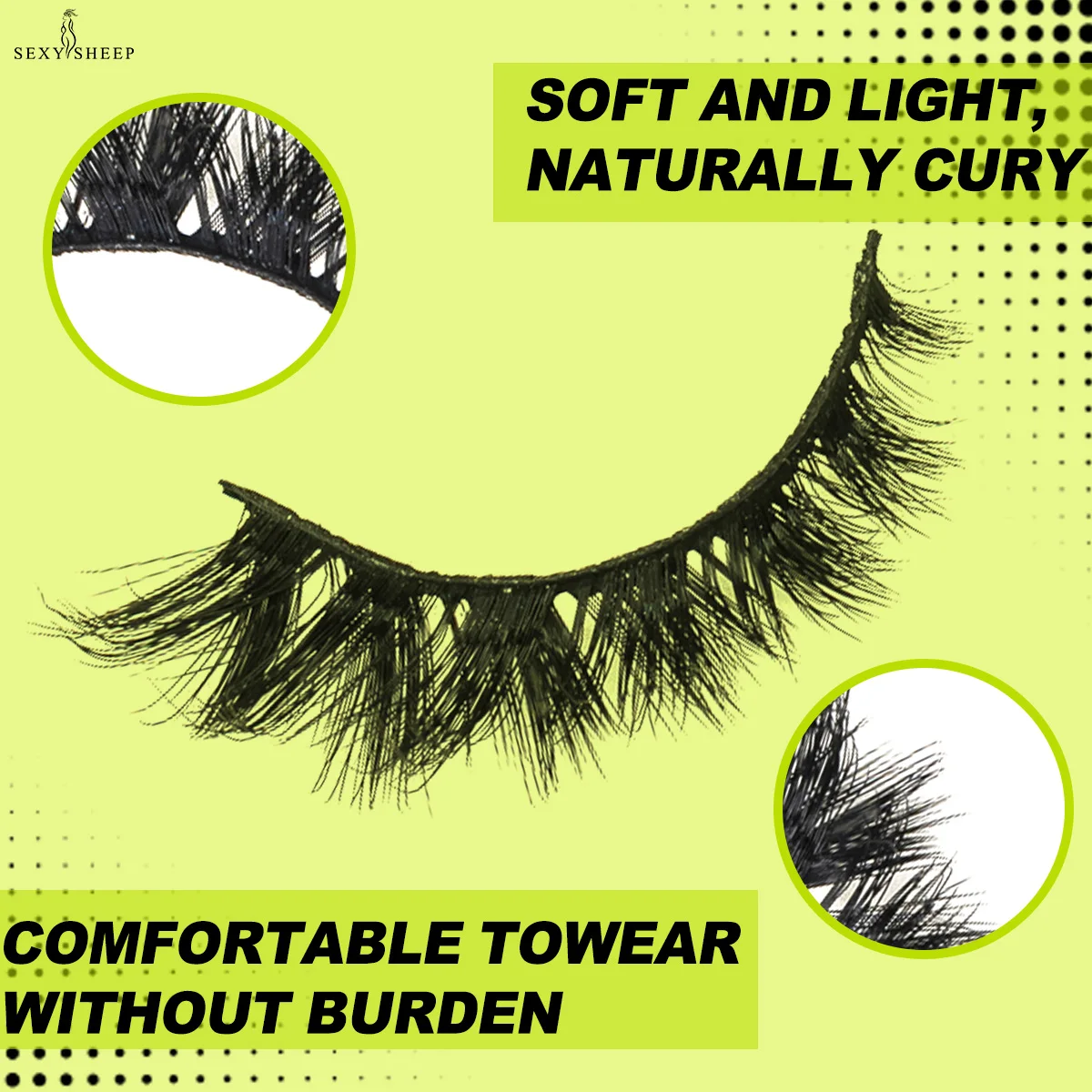 ثلاثية الأبعاد رقيق فو المنك جلدة الرموش الصناعية Wispy جلدة حجم طبيعي الرموش تمديد ماكياج مع لاش الغراء الملقط