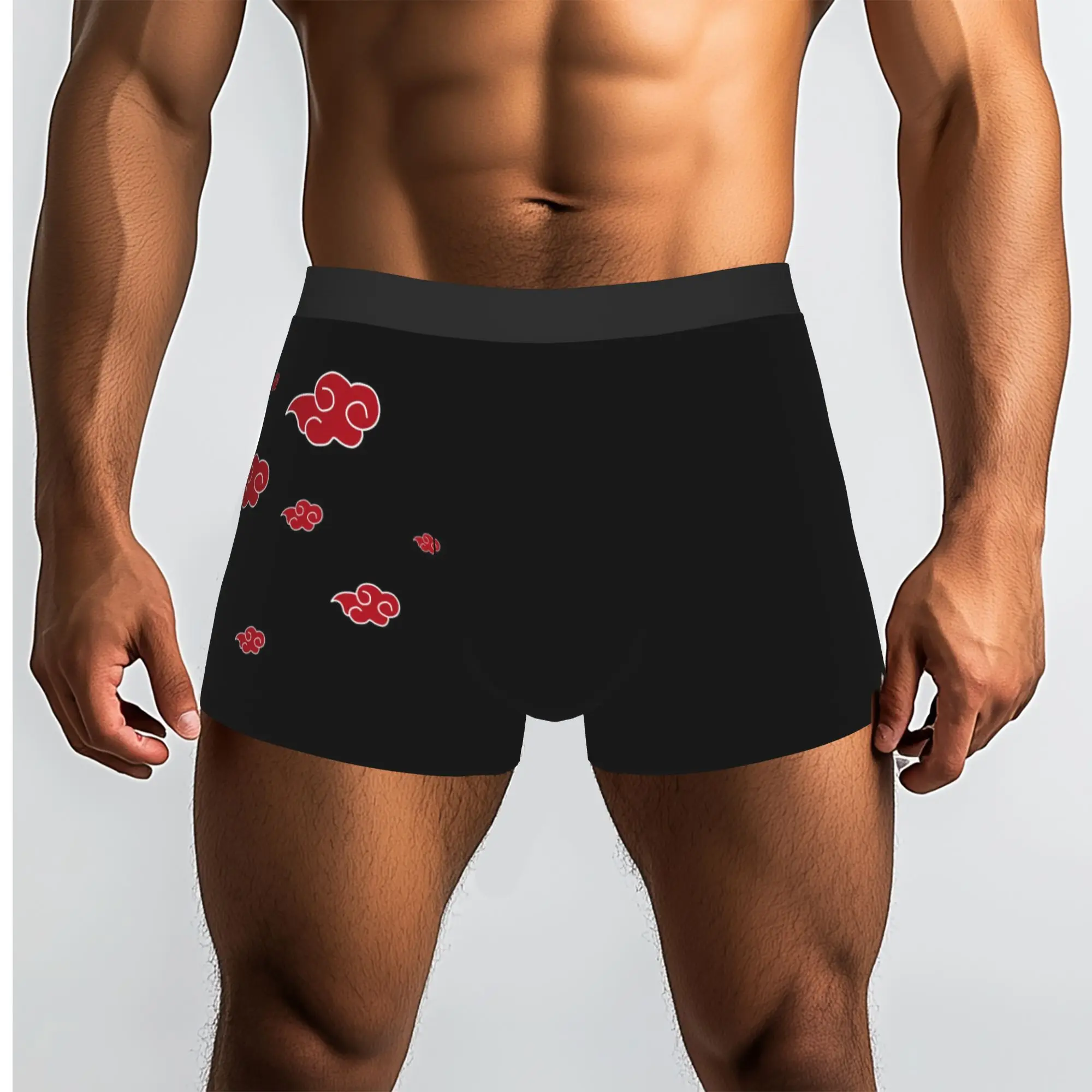 Custom Anime Red Cloud Boxers Shorts Men Konoha Akatsuki Neji Briefs Underwear Cool Underpants