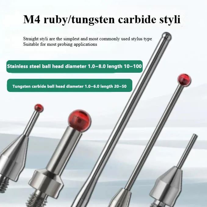 

1pc for Renishaw Ruby Probe Three Coordinate M4 Steel Ball Probe Machine Tool Test Needle Flat Measuring Needle