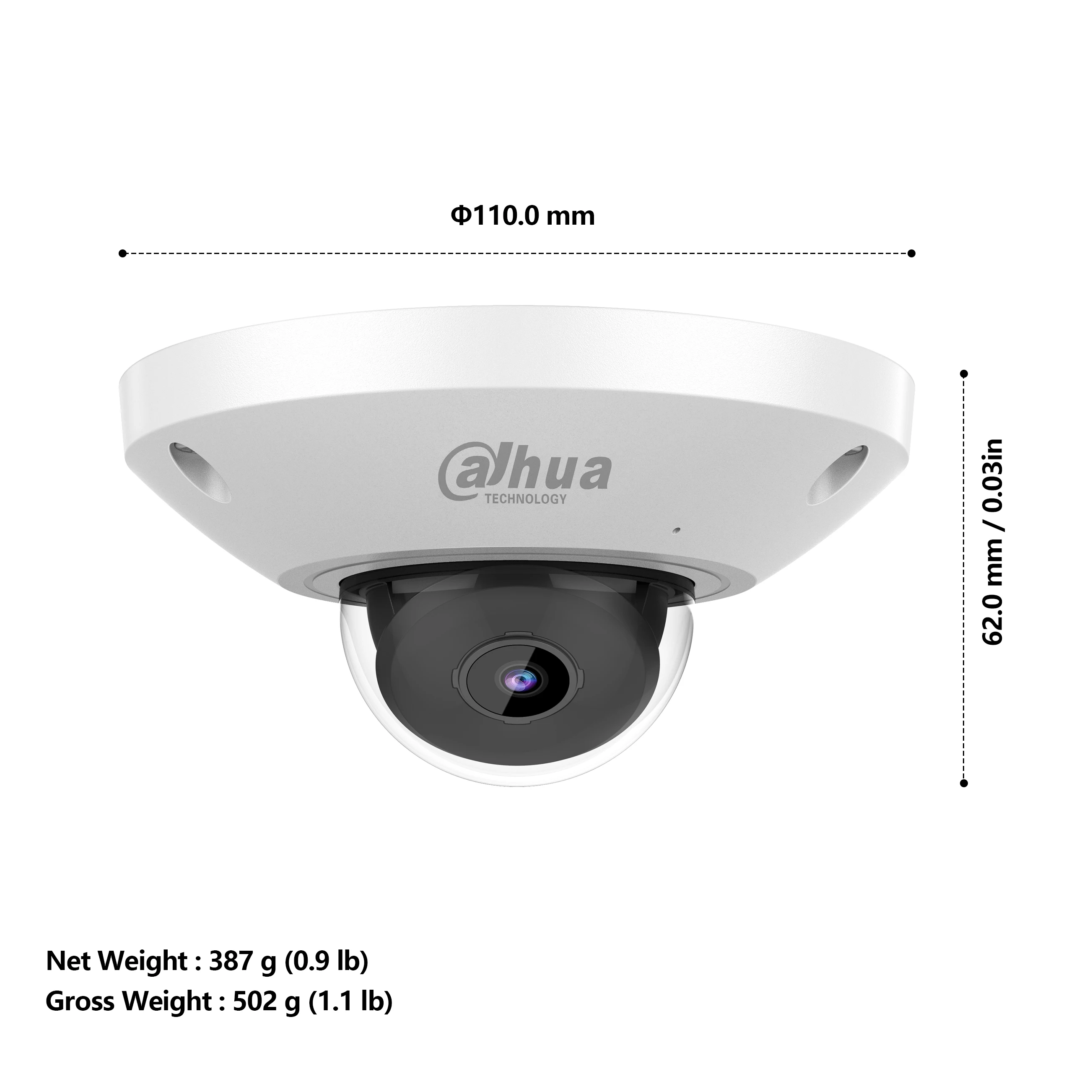 기존 Dahua IPC-EB5541-AS 5MP POE WizMind Fisheye 네트워크 카메라 히트 맵 Tripwire 침입 내장 마이크 알람 I/O IP67 및 IK10