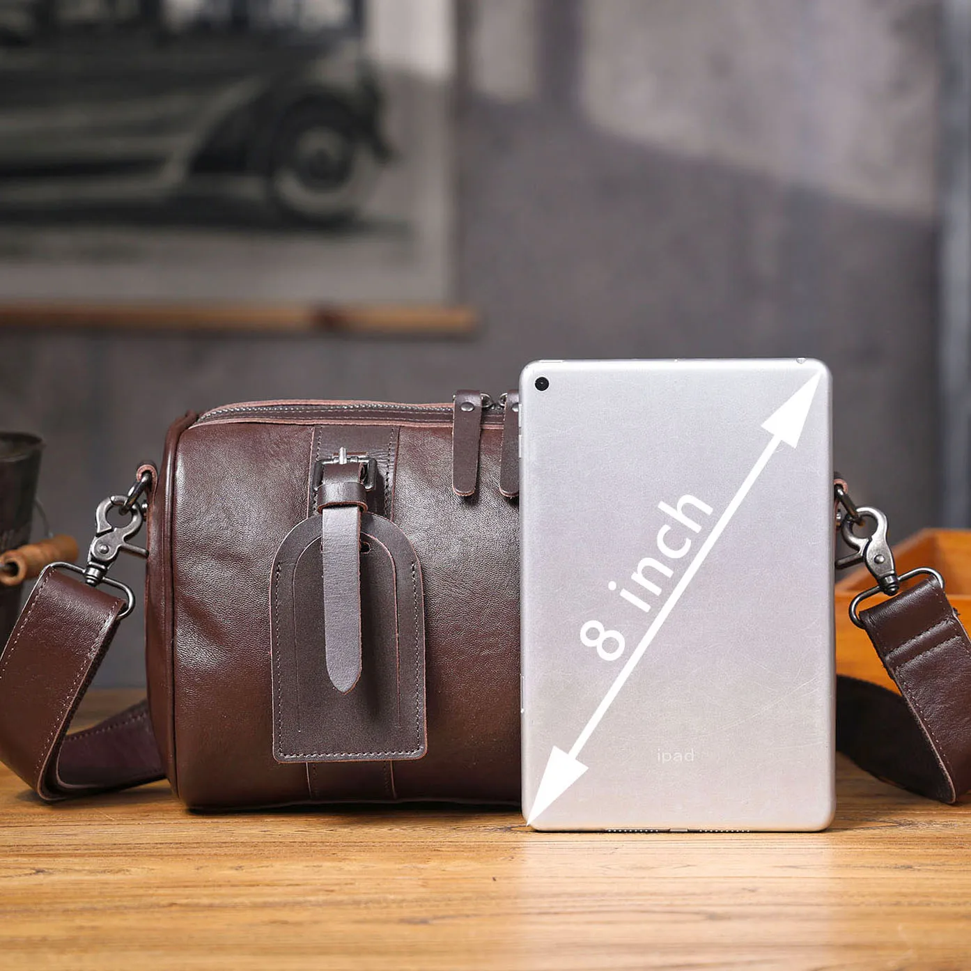 Echte Leder-Umhängetasche für Herren, einfache Rindsledertasche, hochwertiges, pflanzlich gegerbtes Leder, modischer Casual-Stil. – Detail 22