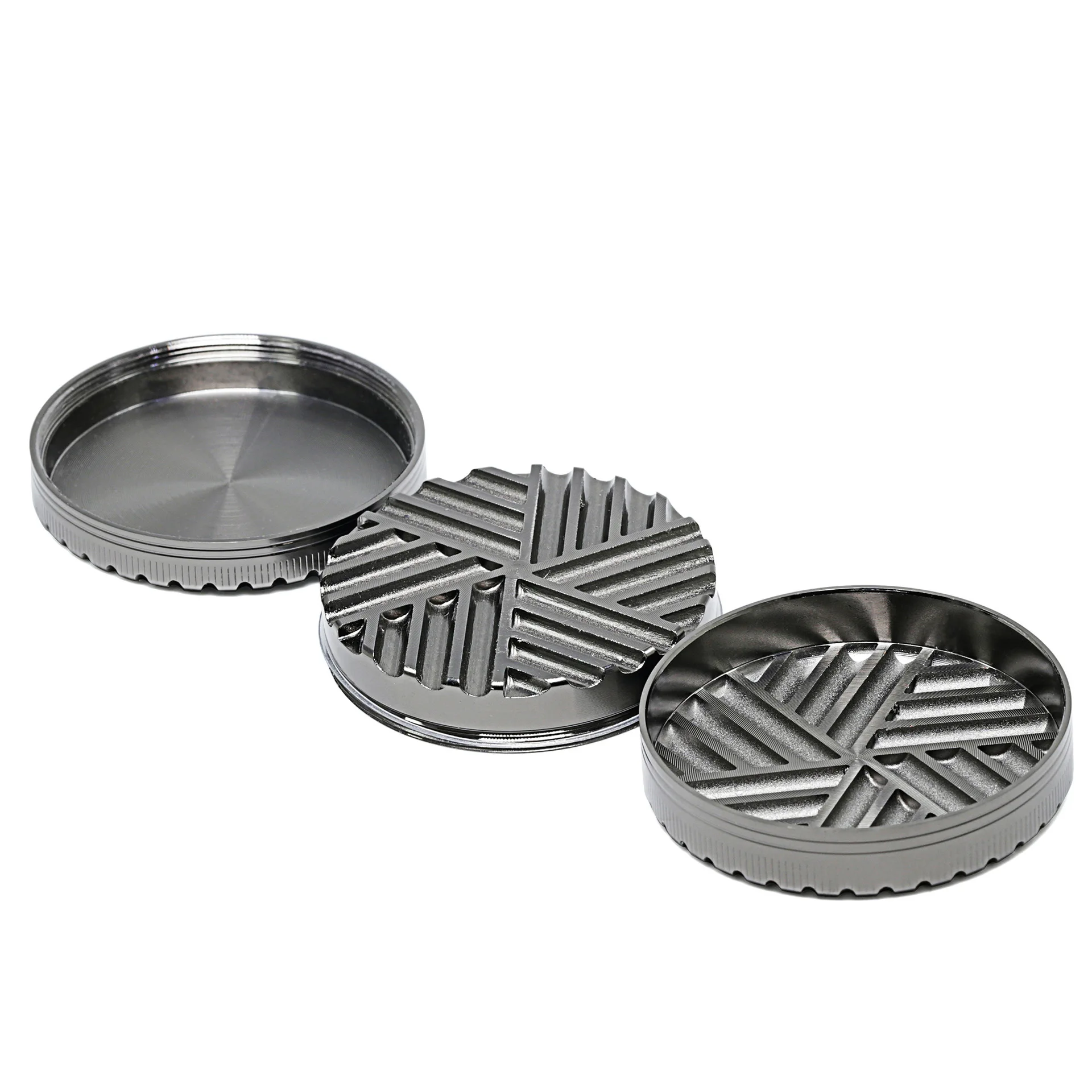 Black 63mm Toothless Zinc Alloy Herb Grinder Tobacco Smoke Spice Crusher Mill Shredder Push Type 3 Parts Rolling Accessories
