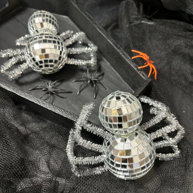 New product- Disco mirror-reflecting disco ball spider Halloween decoration set for haunted house