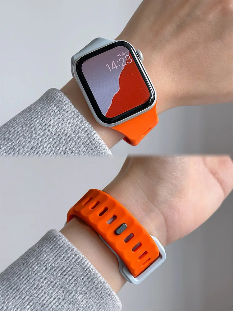 Kreatives, schräges Silikonarmband für die Apple Watch, 40 mm, 41 mm, 44 mm, 45 mm, S10, S11, 46 mm, 42 mm, iWatch Series 12, 11, 10, 9, 8, 7, 6.