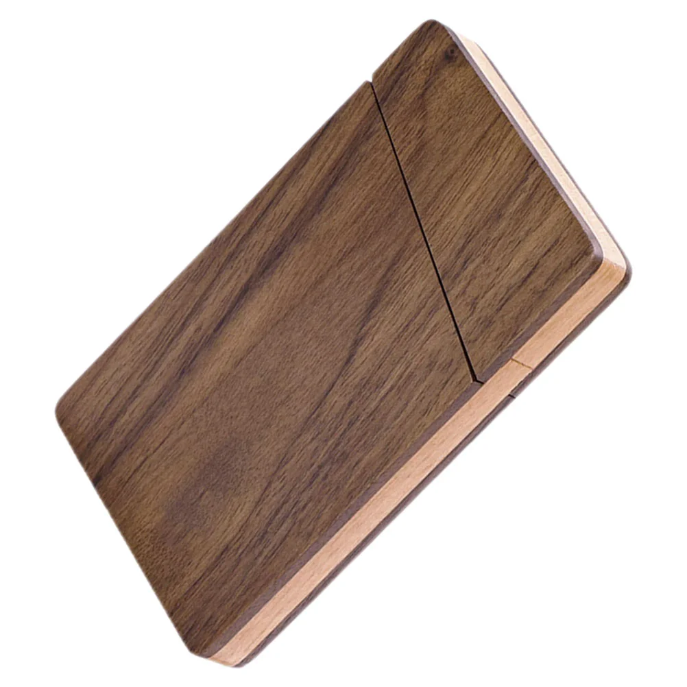 

Wooden Business Card Case Portable Credit Card Holder Walnut Wood ID Name Card Pocket Box Storage Container Men Gift