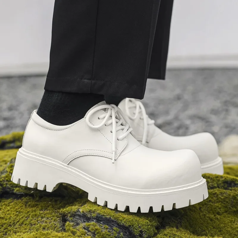 

High Quality Men's Shoes Luxury Thick Sole Casual Genuine Leather Dress Shoes Men New Platform Heighten Streetwear Fashion Shoes