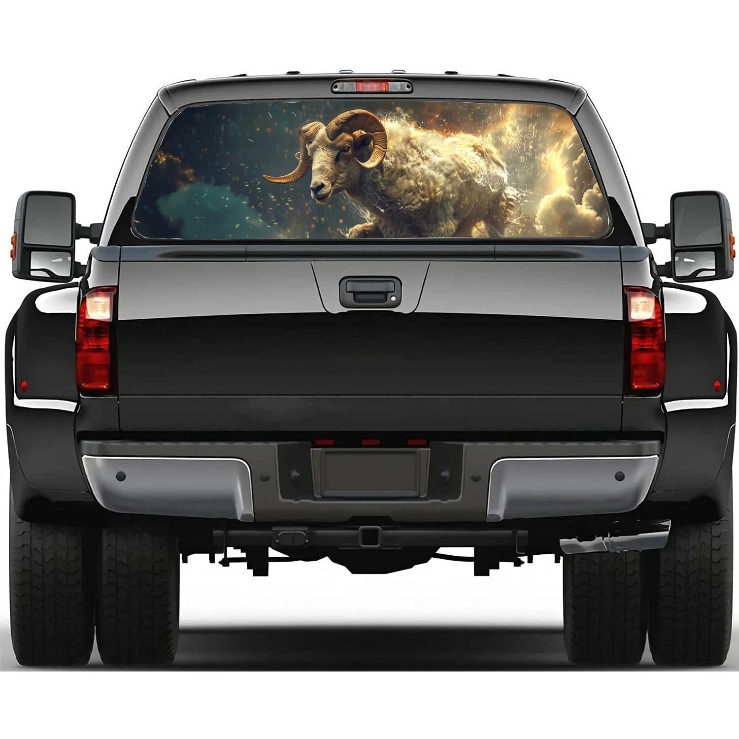 Aries Zodiac Sign Car Rear Window Decal Fit Pickup,Truck,Car Universal See Through Perforated Back Window Vinyl Sticker