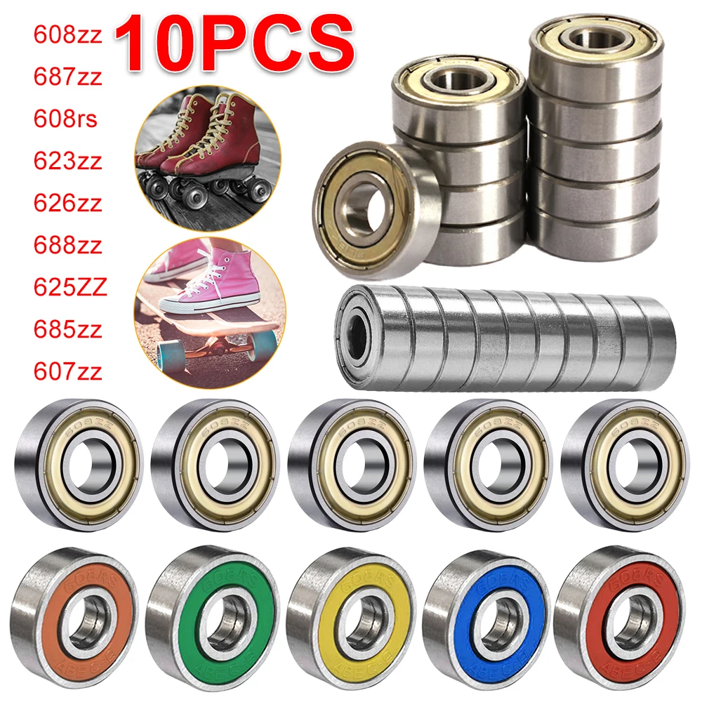 10/20/30/40PCS Ball Bearings 608ZZ 623ZZ 626ZZ 687ZZ 607ZZ Deep Groove Miniature Bearings For Skateboard Scooter Bearings