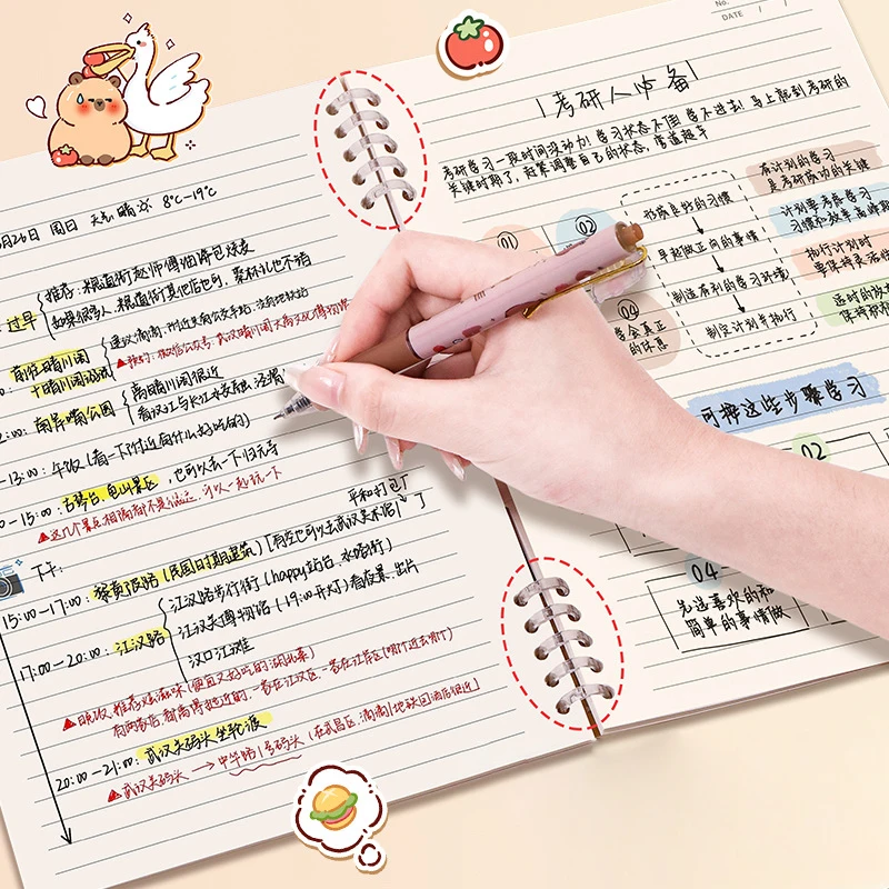 Cartoon Fashion Coil Notebook Cute Capybara Spiral Lined Notebooks Thicker Paper Planner Daily Notebook School Office Supplies