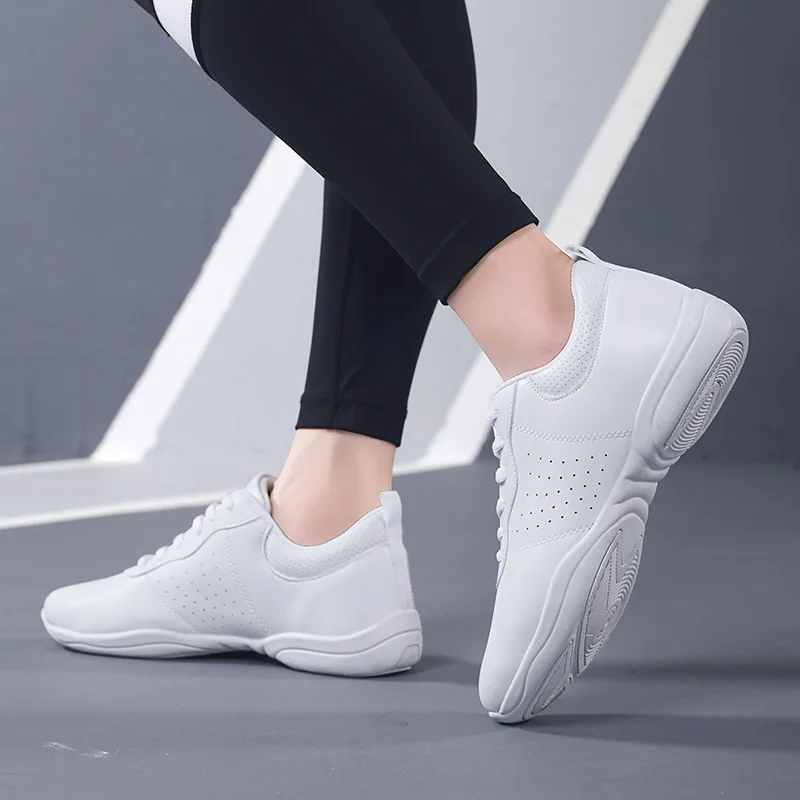 Aerobics Training Sports Shoes Woman Men Children Leather Upper Non-Slip Soft Bottom Modern Dancing Fitness Cheerleading Shoes