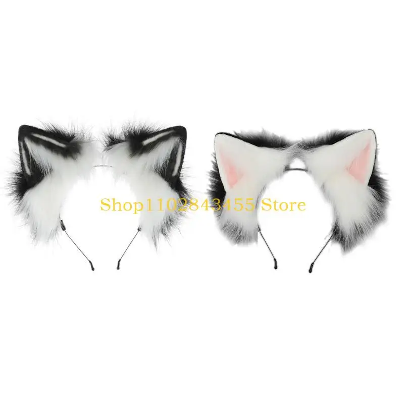 

49MC Wolf Ear Headwear Soft Kitten Ears Headband Animal Cosplay Accessories