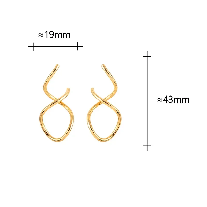 

Real 925 Sterling Silver 18K Gold Twisted Line Geometric Stud Earrings for Women Minimalist Fine Jewelry Trendy Accessories