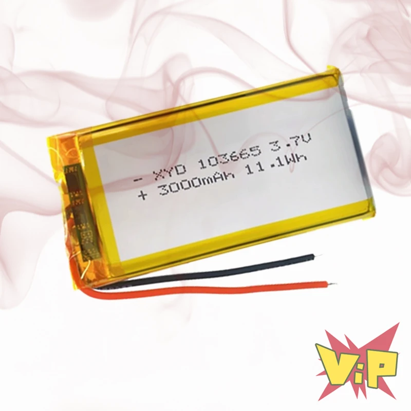 

New 3.7V 3000mAh 103665 Li-ion Polymer Battery Rechargeable for Beauty Device LED Light Dash Cam Small Appliances Original