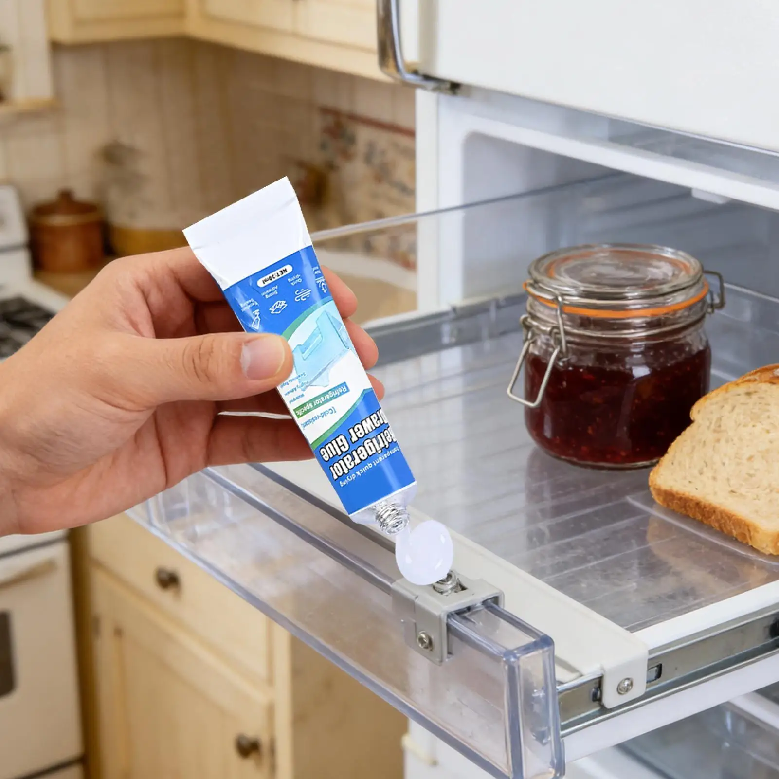 Fast Drying Silicone Glue 30ml Refrigerator Sealant Waterproof Household Adhesive For Glass Ceramic Wood, Model Tank School