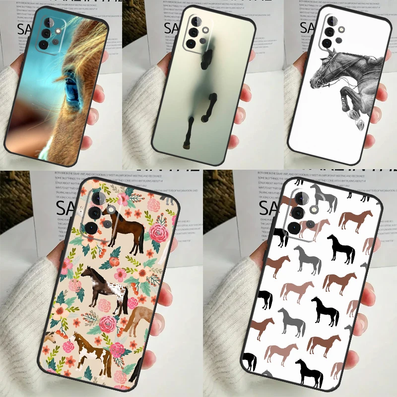 Horse Pony Pattern Cover For Samsung Galaxy A34 A35 A14 A15 A25 A53 A33 A13 A52 A32 A12 A51 A71 A54 A55 Case