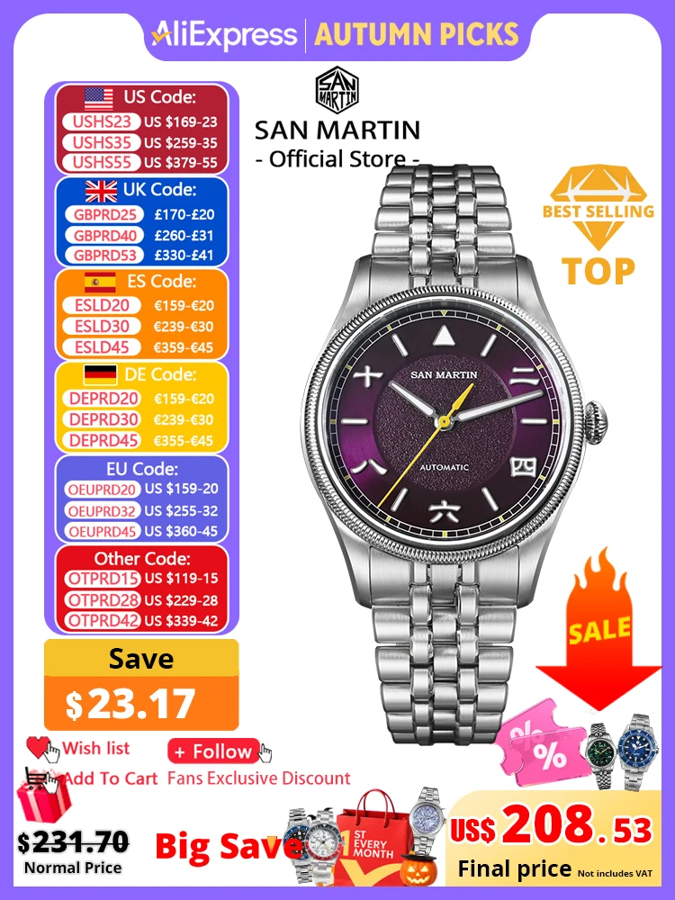 San Martin 39.5mm Men Pilot Watch YN55 Automatic Mechanical Aviation Watches Chinese Style Original Design SN0033 Field Reloj