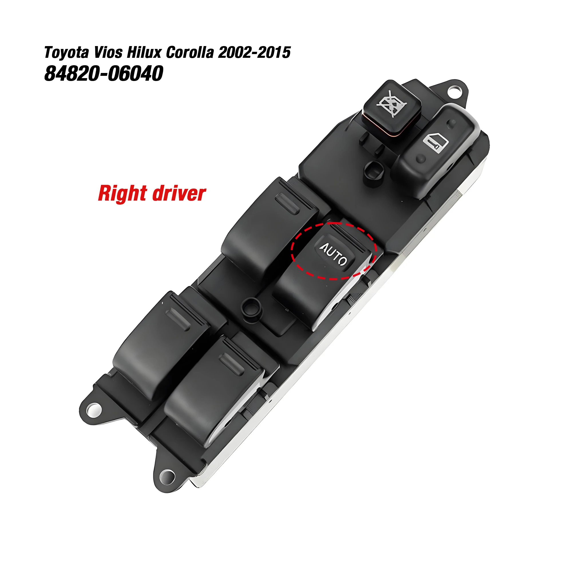 

84820-06040 8482006040 84820-0K061 For Toyota Hilux Fortuner Vios Corolla 2002-2015,Right Driver Power Master Window Switch