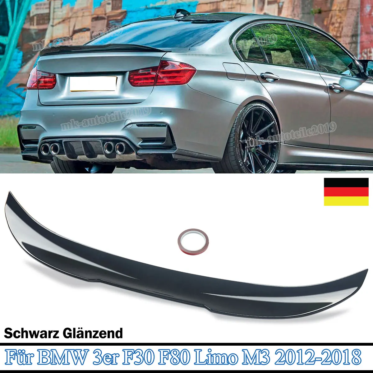 M4/PSM-Style Heckdachflügel für BMW 3er F30 F35/F80 318i 320i 320d 2012 2013 2014 2015-2018 Heckklappen-Spoiler Ducktail-Spoiler