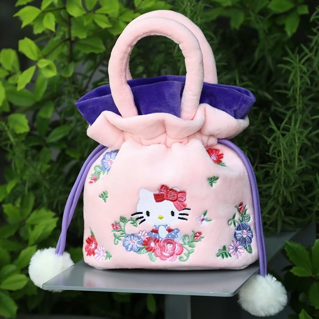 

Drawstring Bag Hello Kitty Cosmetic Bag Handbag Girl Women Makeup Bag Plush Bag Large Capacity Travel Storage Bag Gifts