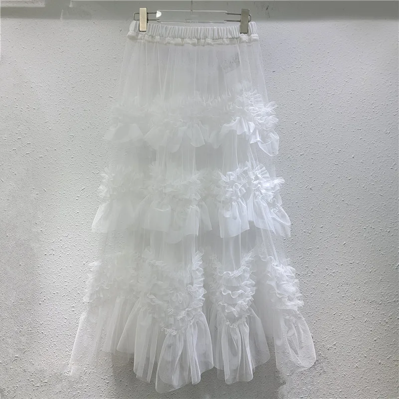 

Elegant French Mesh Bandage Dress Overskirt Skirt Women's 2025 Spring and Summer High-Grade Wear Match Temperament Midi