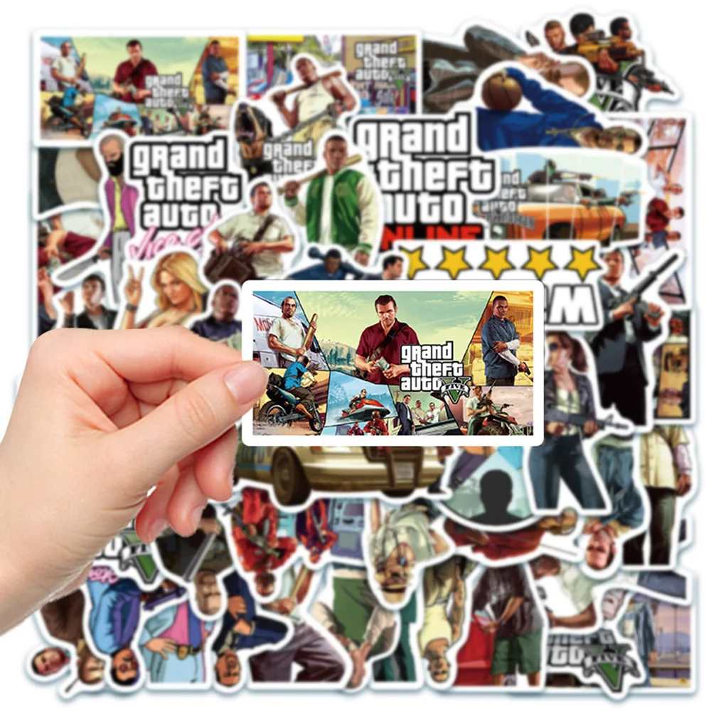 10/30/50pcs Cool Game GTA Grand Theft Auto Stickers Graffiti Decals Notebook Phone Suitcase Waterproof Cartoon Sticker Kid Toy