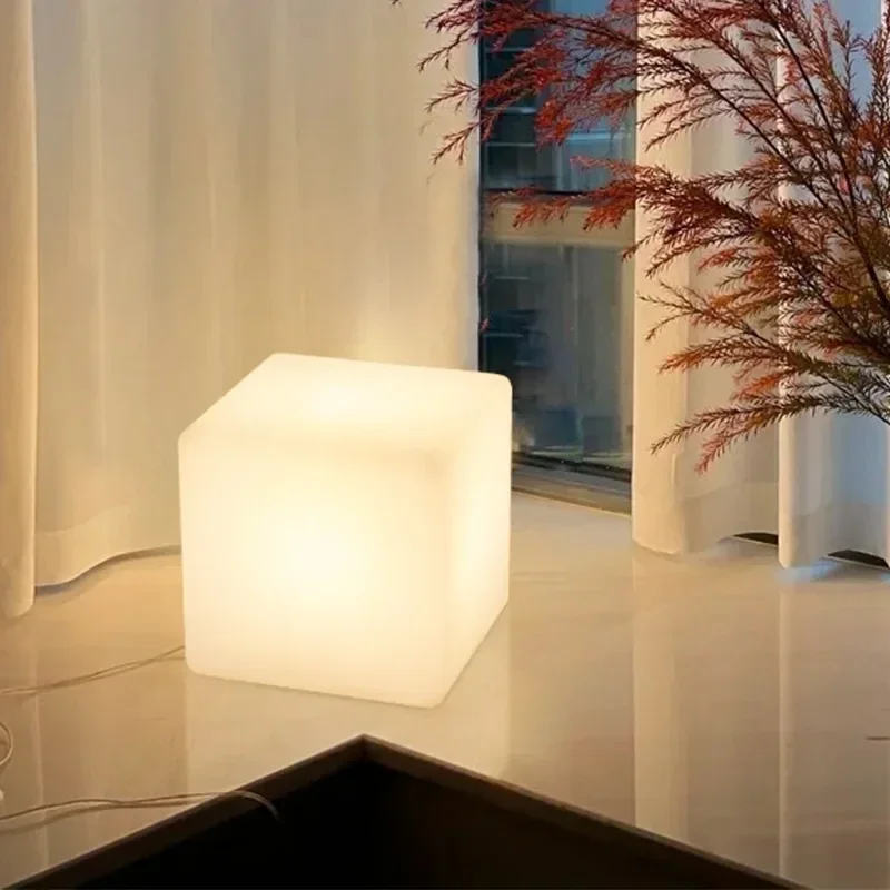 Floor Lamp Side Table Abs Frosted Controlle 3color Light Simple Square Bedside Living Room Sofa Corner Table