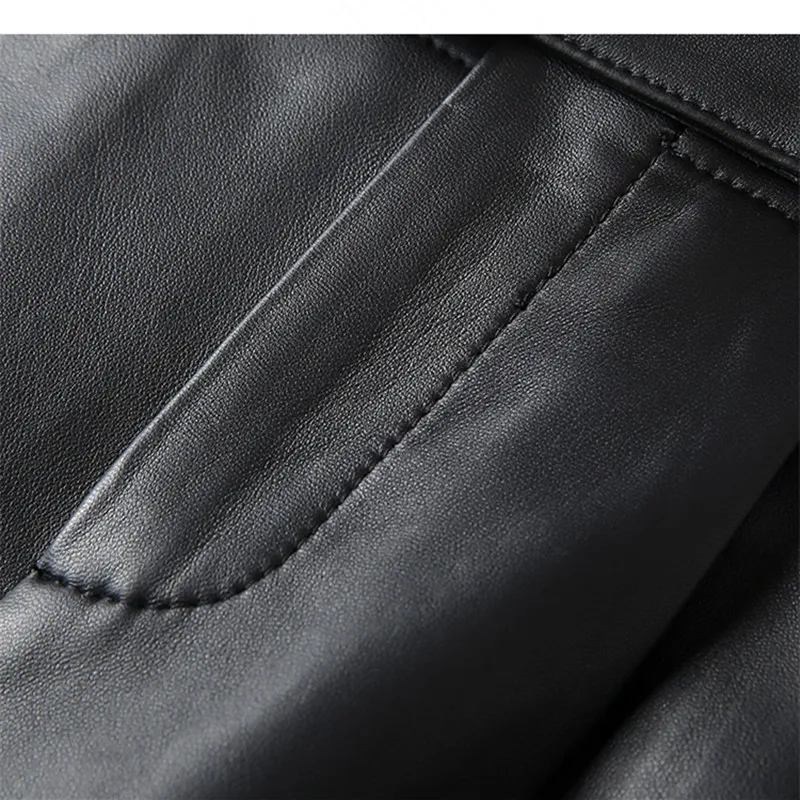 Women's High Waist Matte Sheepskin Leather Pants Ankle Length Trousers with Thin Belt Spring Autumn Fashion Smoke Pipe Style