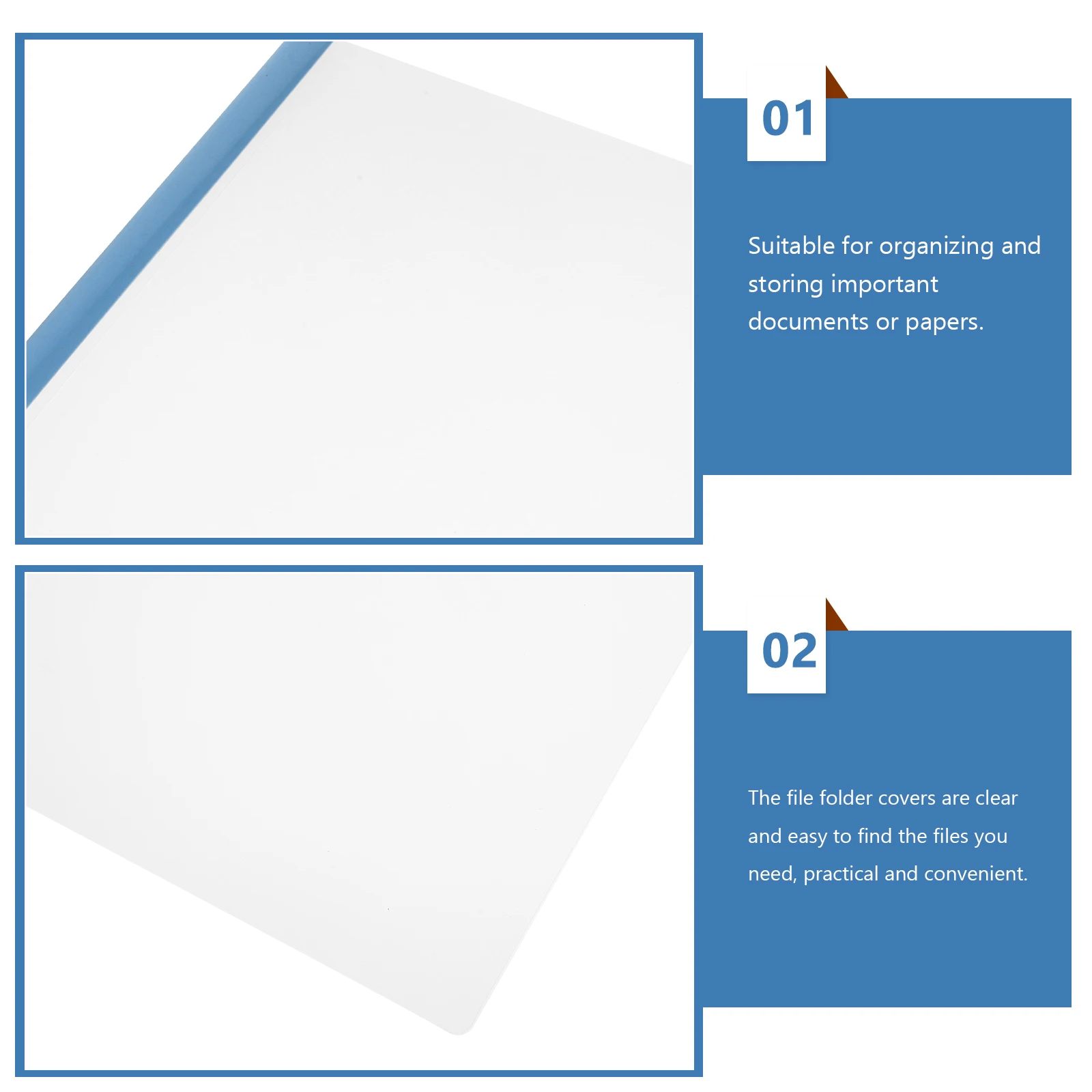 

10pcs A4 File Folder Covers Clear Blue High Flexibility Anti Slip Locking Levers Document Storage Portfolio Binder