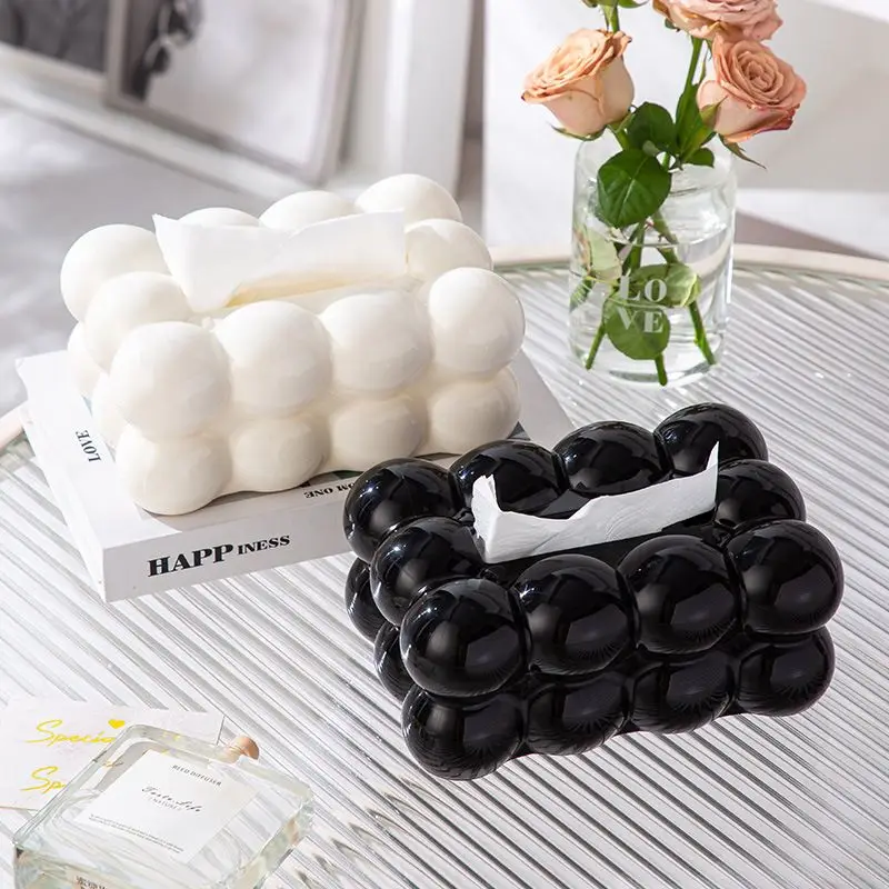 Nordic Style Cotton Candy Aesthetic Tissue Box Cream Air Living Room Coffee Table Storage Box Paper Drawing Design
