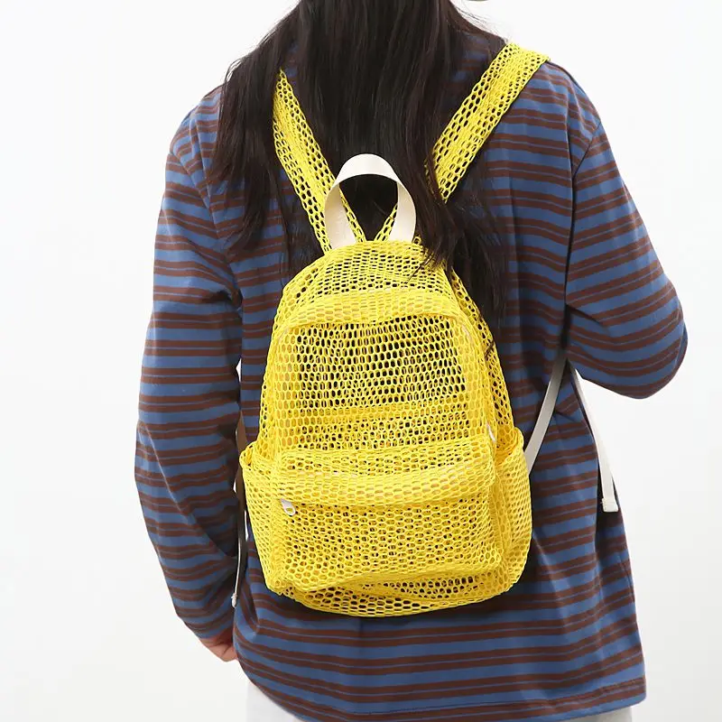 Small Mesh Backpack Bags Women Solid Color Back Packs Females Travel Simple Beach Student School Backpacks 2026 New