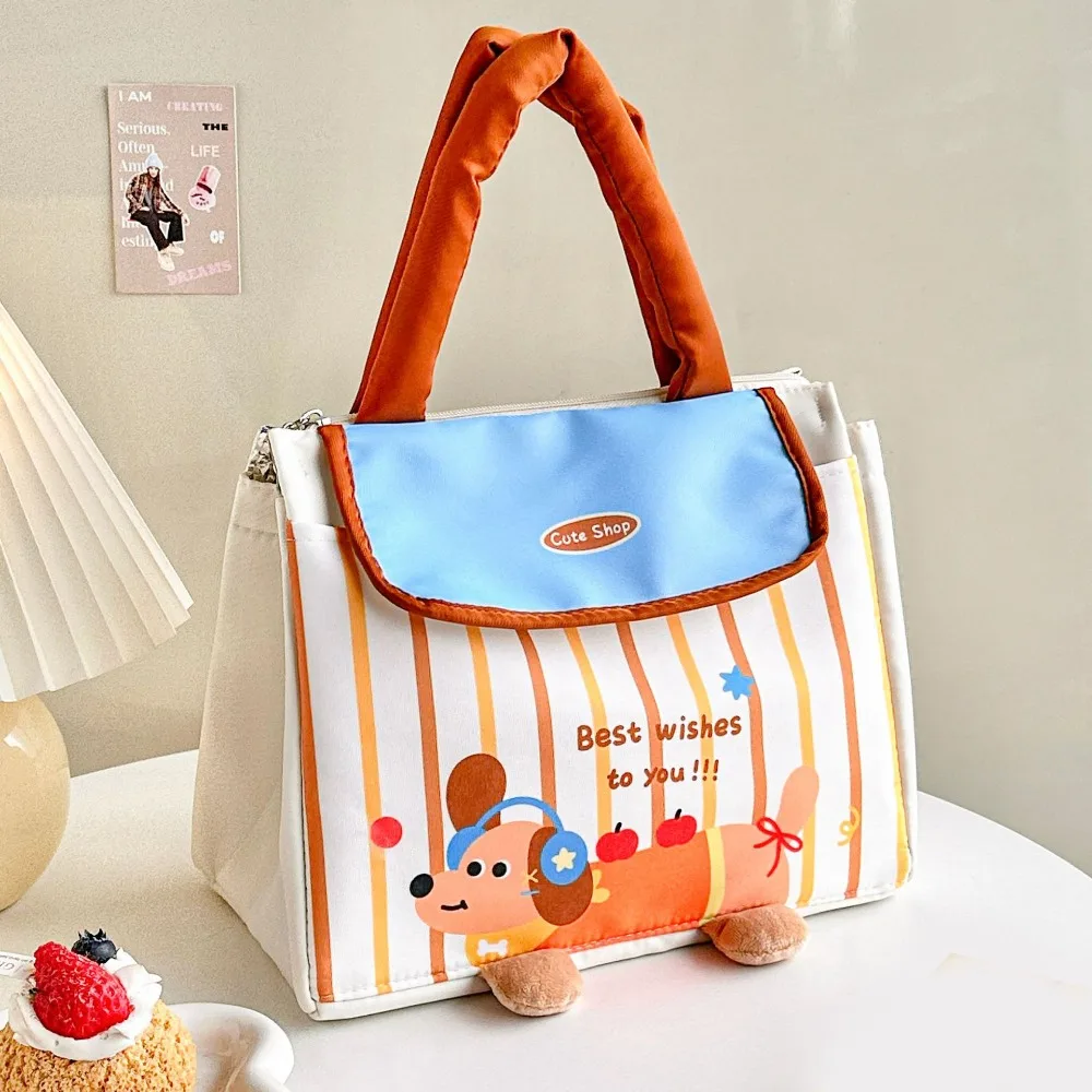 

Practical Cute House Lunch Box Bag Portable Dachshund Insulated Tote Bag Aluminum Film Large Capacity Cartoon Lunch Bag Women