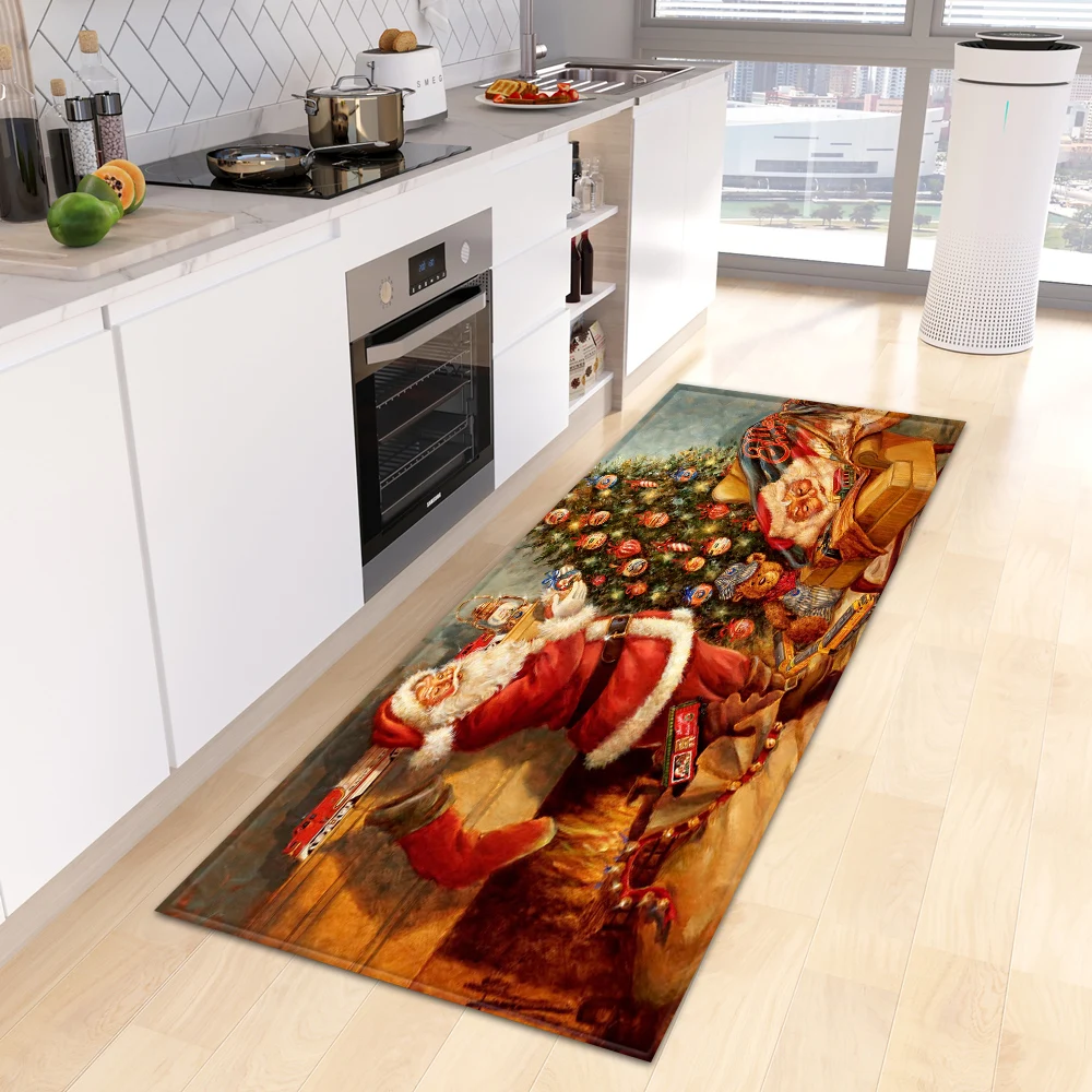 Christmas kitchen mats home entrance door  living room children's bedroom corridor bathroom decoration non-slip floor 