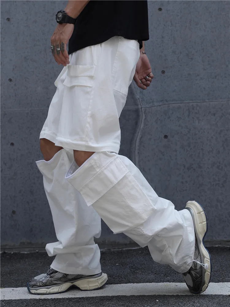 

Loose Detachable Overalls Men's and Women's Same Hip Hop High Street Straight Bottom Drawstring Leisure Solid Color Pants